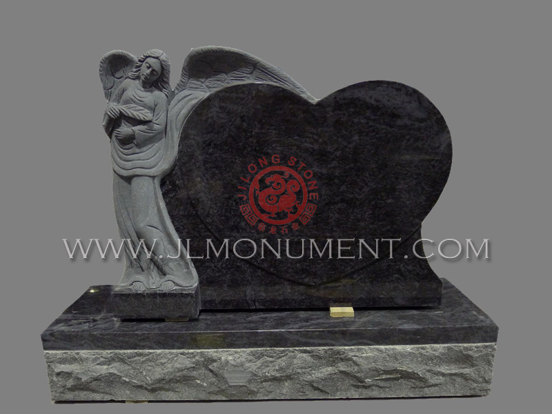 KNEELING ANGEL ON PEDESTAL HEADSTONE,and Absolute Black and Angel Headstone-029