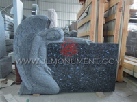 IMPERIAL RED SINGLE ANGEL HEART HEADSTONE,and Blue Pearl and Angel Headstone-020