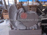 ABSOLUTE BLACK LEANING ANGEL HEADSTONE With Rose,and China Pink and Angel Headstone-028