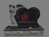 KNEELING ANGEL ON PEDESTAL HEADSTONE,and Absolute Black and Angel Headstone-029