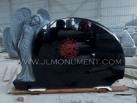 White Marble Weeping Angel Tombstone Kneeling Angel Sculpture Headstone From Everong Factoy,and Absolute Black and Angel Headstone-041