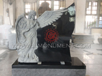 A Leaning Angel Heart Upright Headstone polished all sides,and Indian Black and Angel Headstone-097
